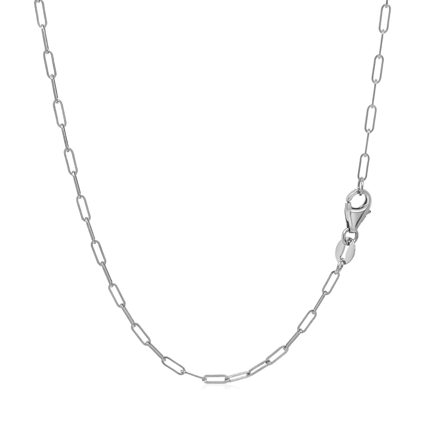 14K White Gold Fine Paperclip Chain (1.5mm)