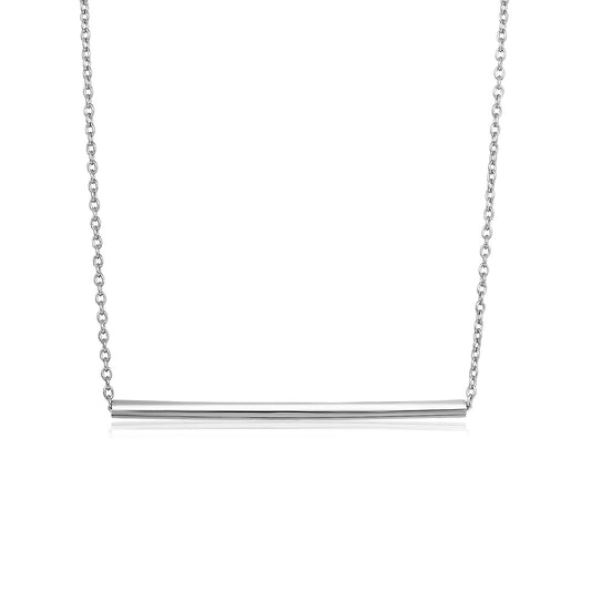 Sterling Silver Polished Straight Bar Necklace