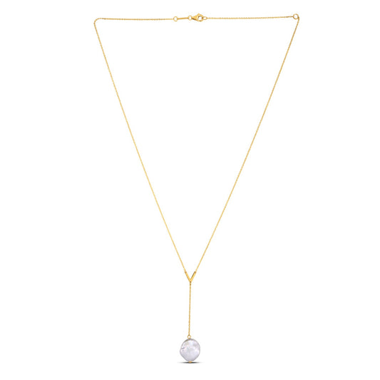 14k Yellow Gold Tesoro Pearl Lariat Necklace