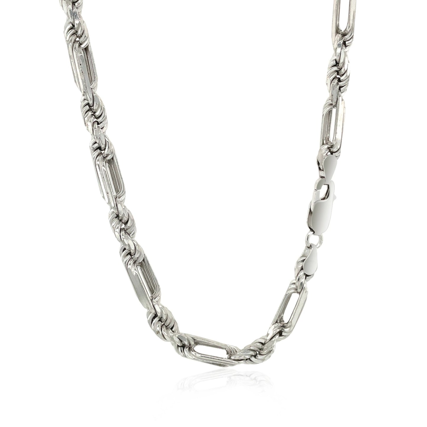 Sterling Silver Rhodium Plated Figarope Chain 5.0mm