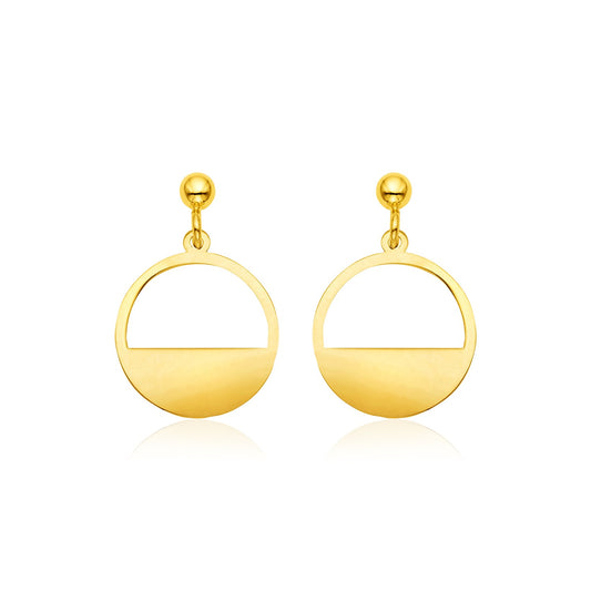 14k Yellow Gold Half Open Circle Earrings