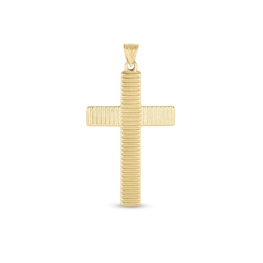 14k Yellow Gold High Polish Textured Stripe Pendant