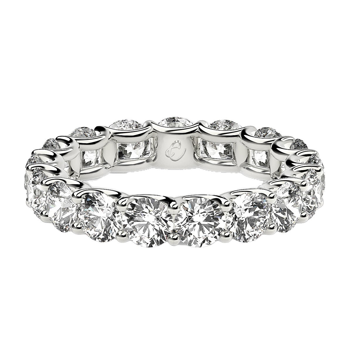 Round Cut Lab Grown Diamond Eternity Ring in 14k White Gold (3 cttw FG/VS2)