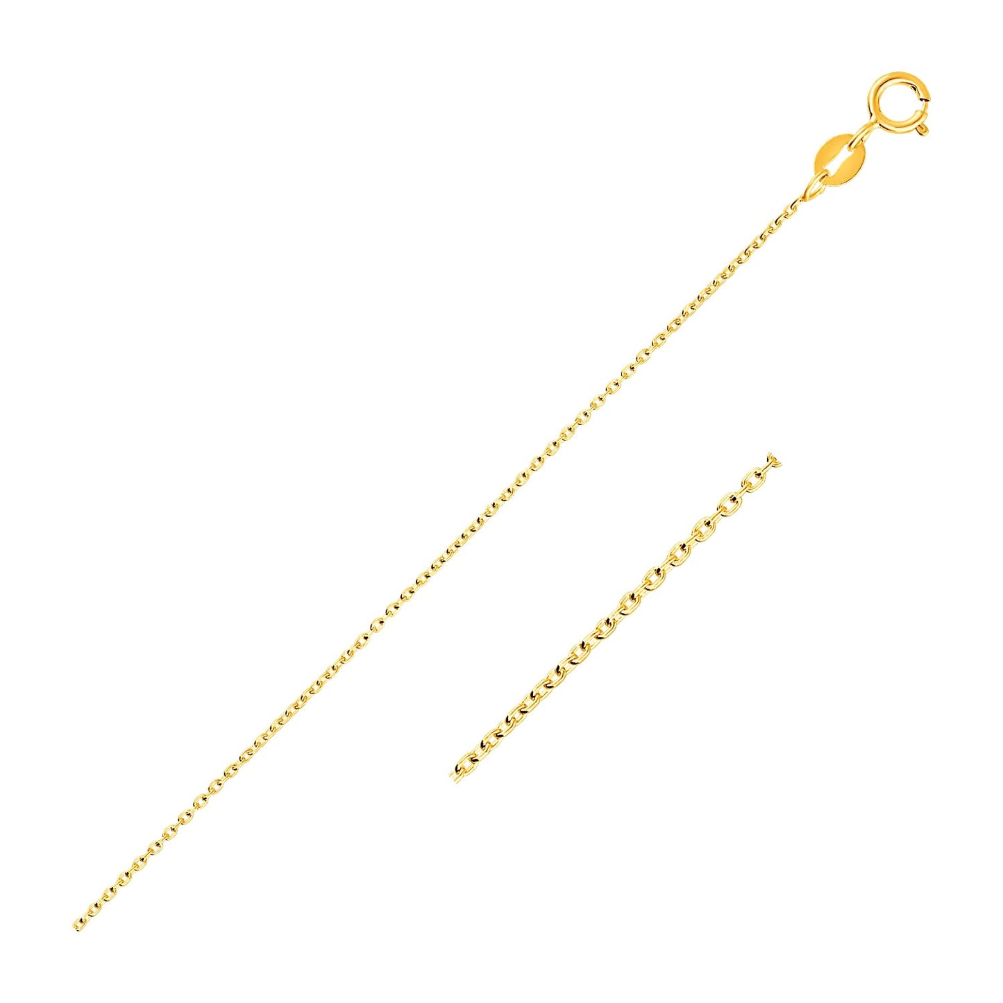 14k Yellow Gold Oval Cable Link Chain 1.0mm