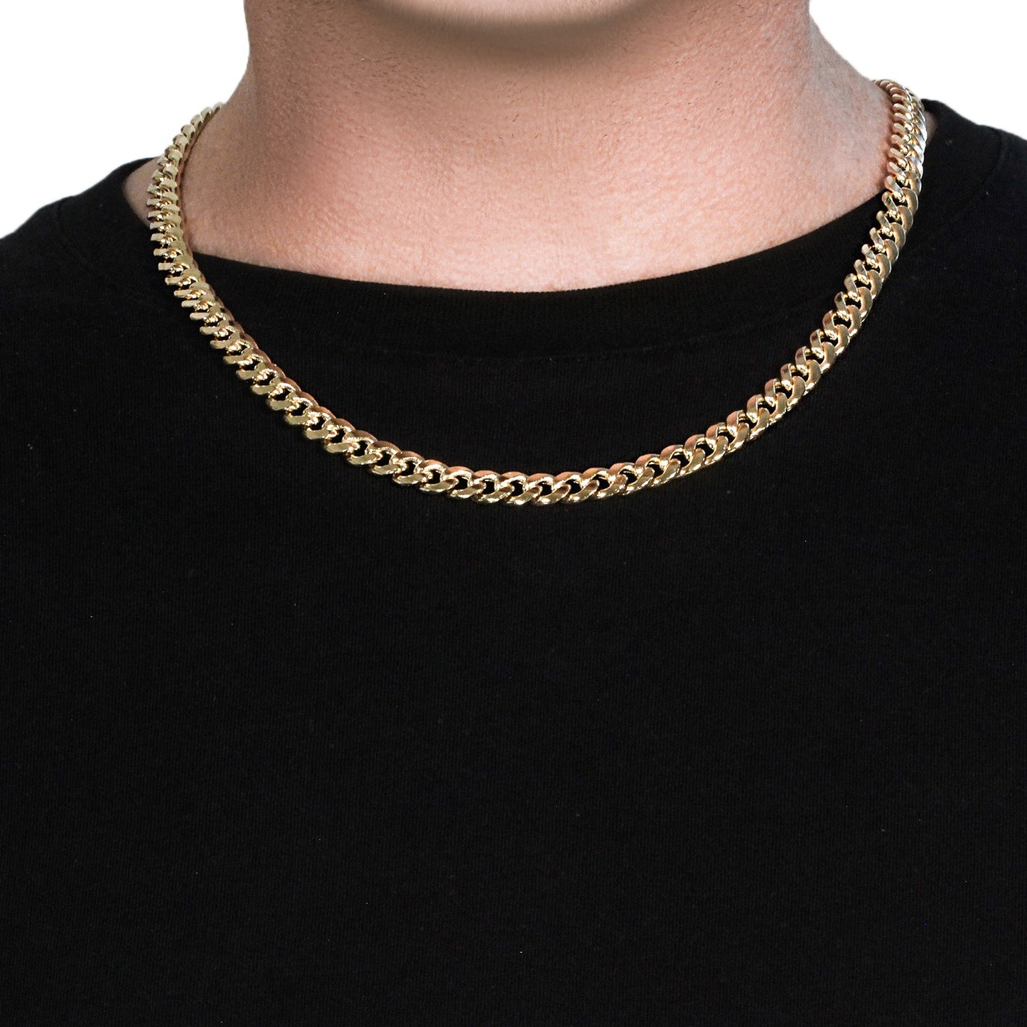 7.8mm 14k Yellow Gold Miami Cuban Semi Solid Chain