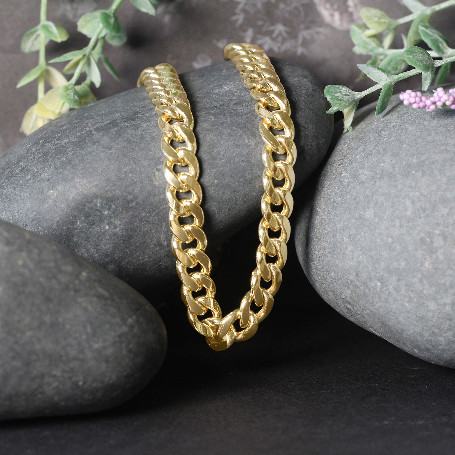 7.8mm 14k Yellow Gold Miami Cuban Semi Solid Chain