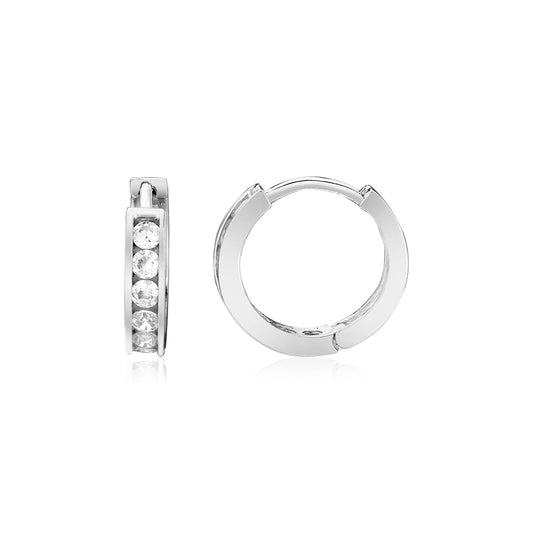 Sterling Silver Petite Hoop Earrings with Cubic Zirconias