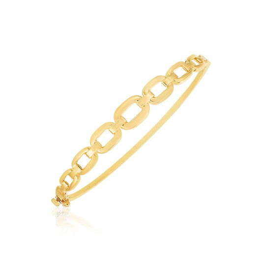 14k Yellow Gold High Polish Rounded Open Link Bangle