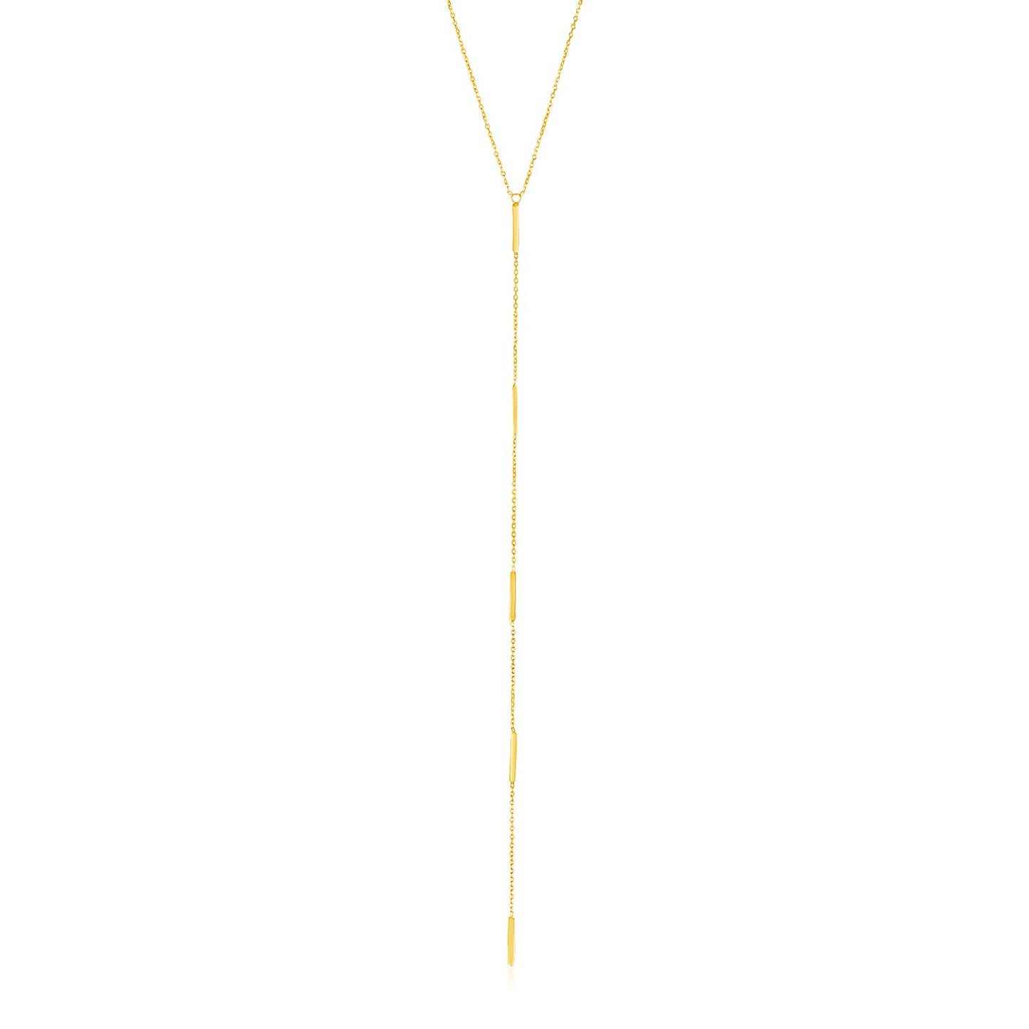 14k Yellow Gold Lariat Necklace with Small Polished Bars