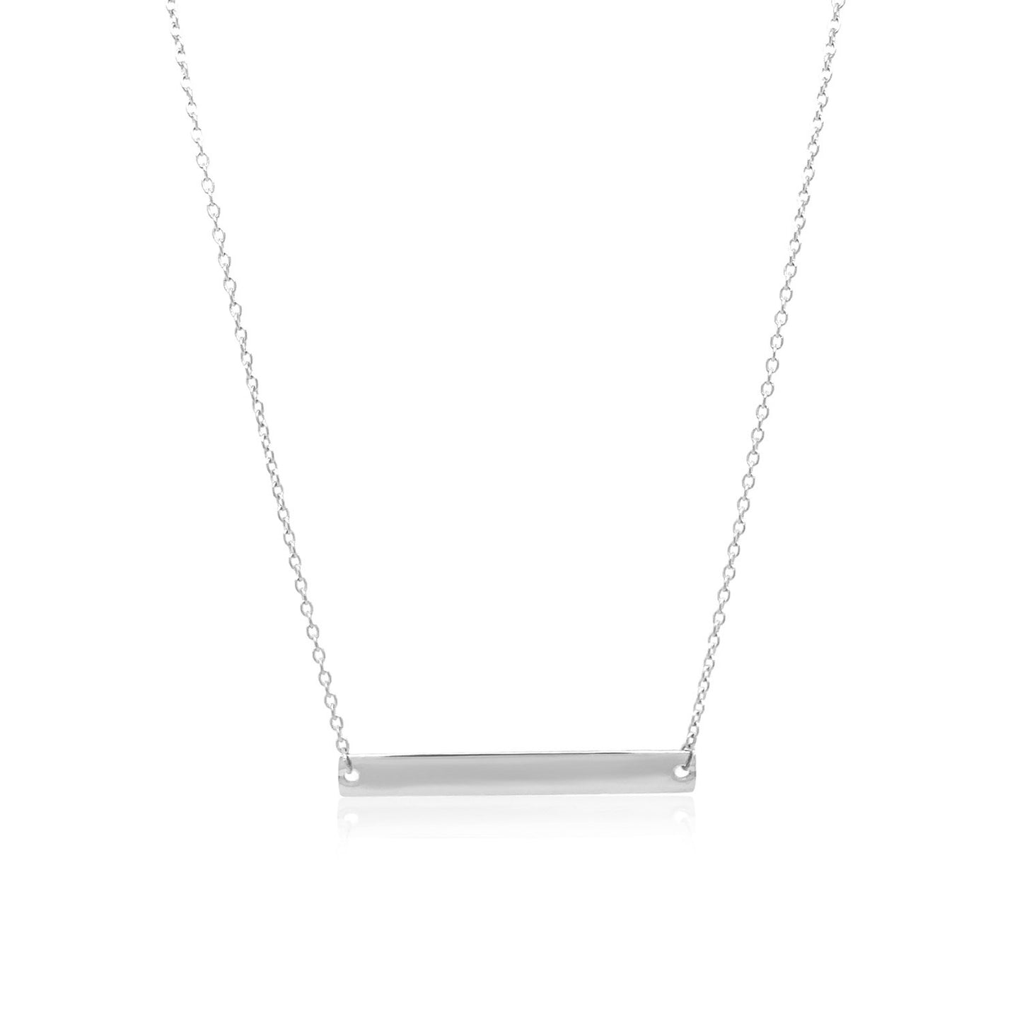 14k White Gold Smooth Flat Horizontal Bar Style Necklace