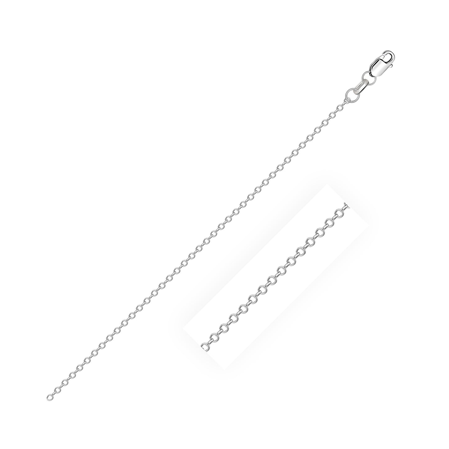 18k White Gold Diamond Cut Cable Link Chain 0.8mm