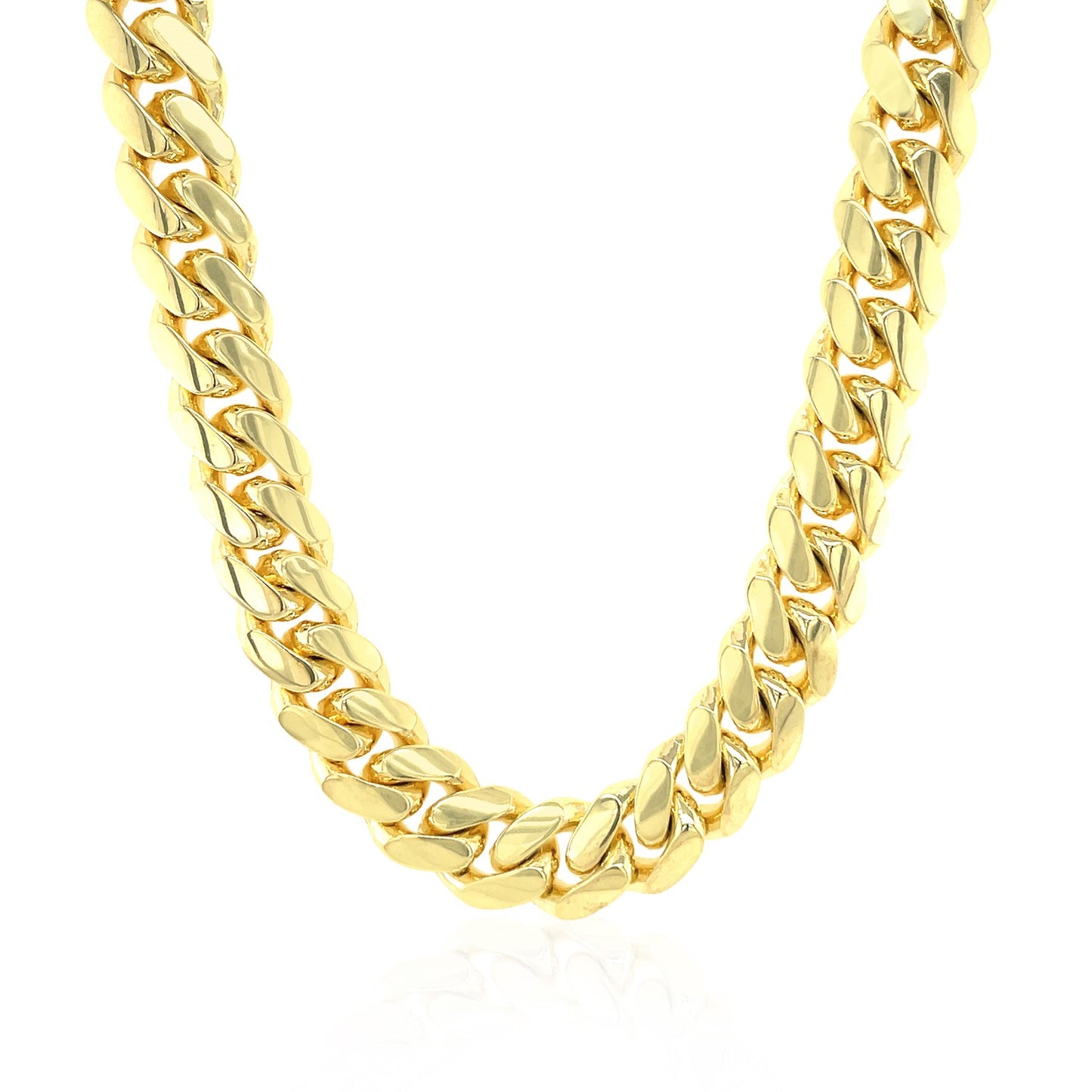 9.25mm 14k Yellow Gold Classic Miami Cuban Solid Chain