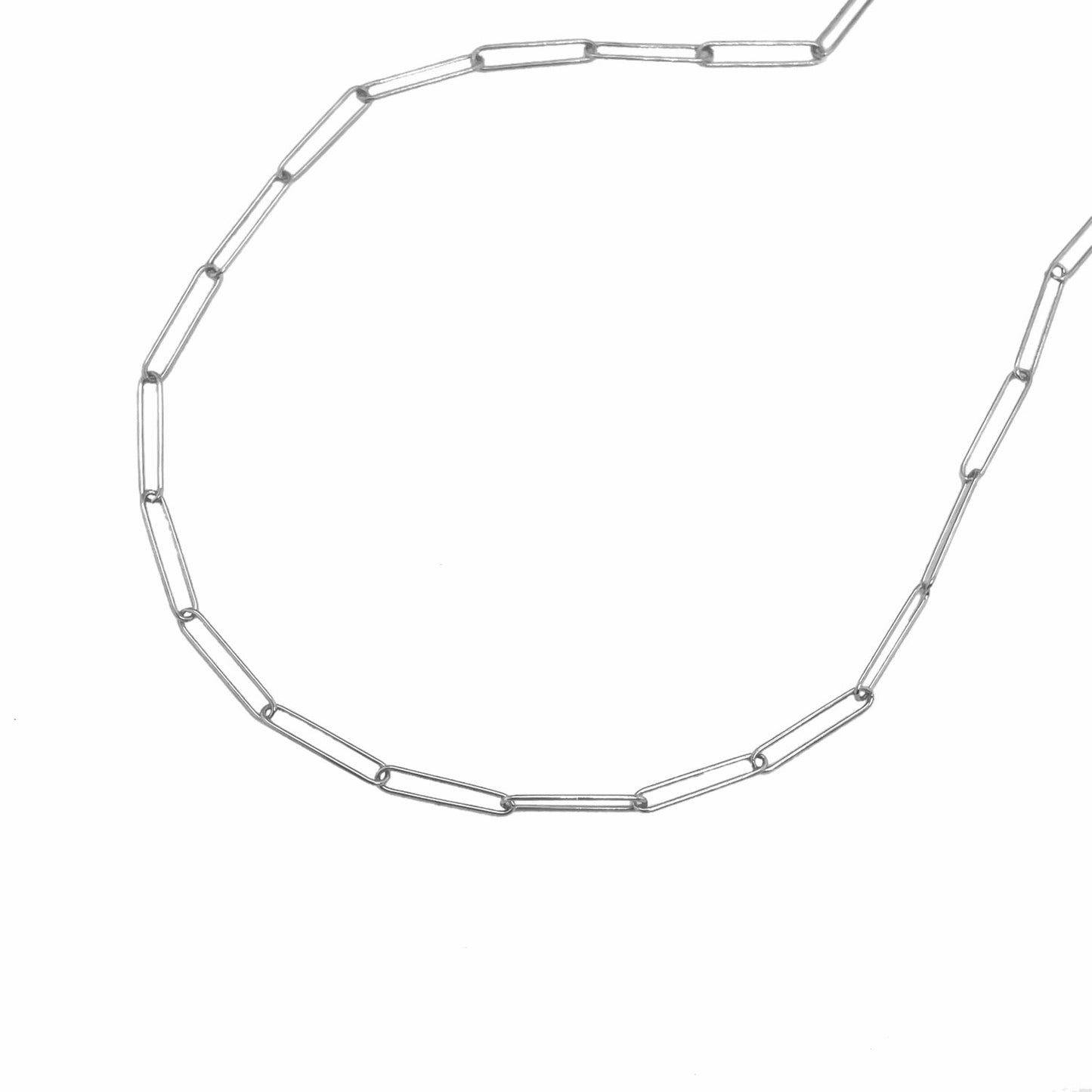 14k White Gold Wire Paperclip Chain (2.7mm)