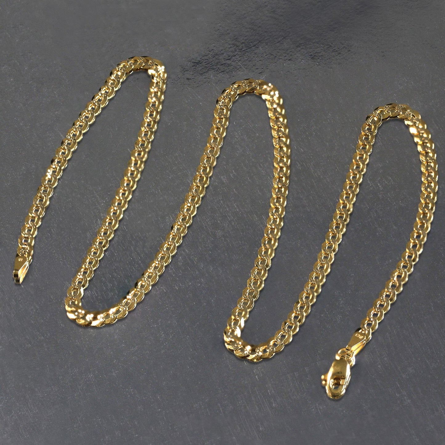 3.6 mm 14k Two Tone Gold Pave Curb Chain